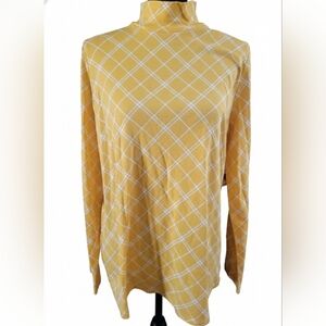 Kim Rogers Yellow Plaid Mock Neck Top